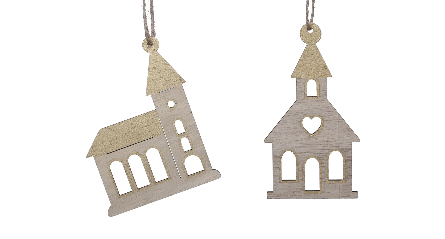 Kostelík dřevěný závěs sada 4 ks
