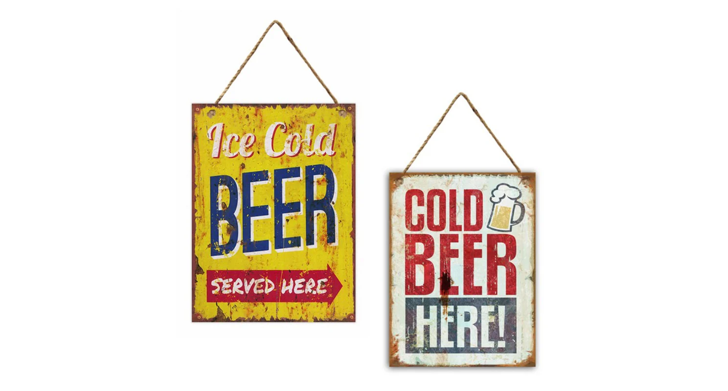 Nástěnná cedule BEER sada 2 ks