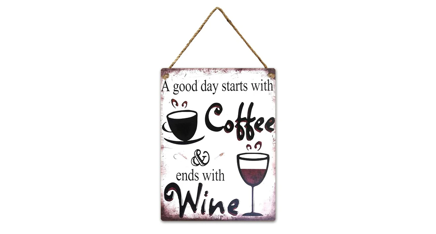 Nástěnná cedule Coffee and Wine
