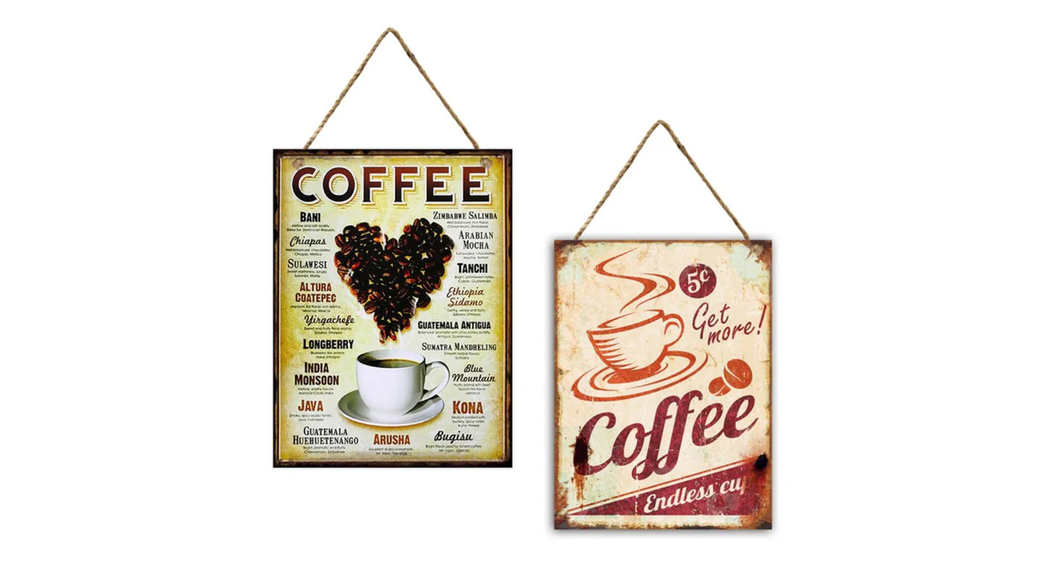 Nástěnná cedule Coffee sada 2 ks